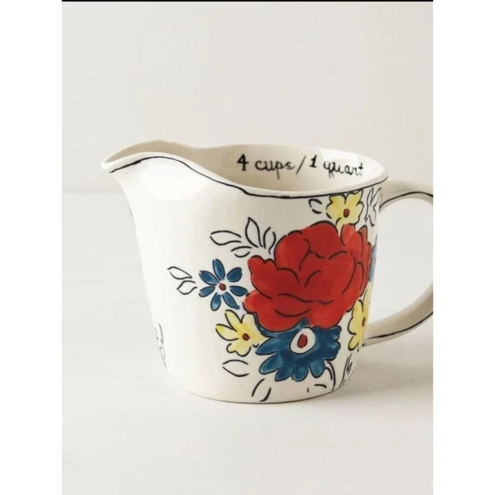Anthropologie Molly Hatch Floral 1 Quart Measuring Cup